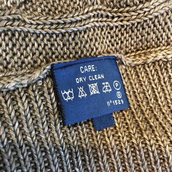 Ralph Lauren bronze brown cable knit linen cocoon open front cardigan size Small - Picture 9 of 14